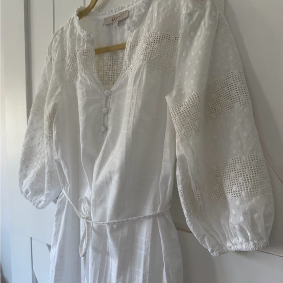 Loft White Boho Eyelet Cotton Dress - Picture 3 of 7